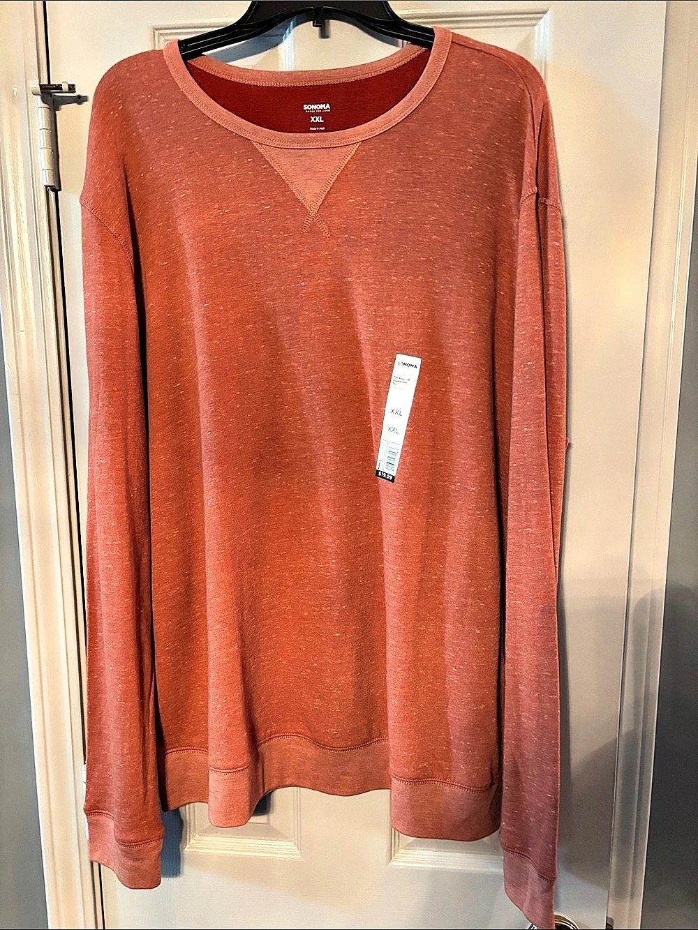 Sonoma Supersoft Double-Knit Long Sleeve Crewneck Orange Tee NWT